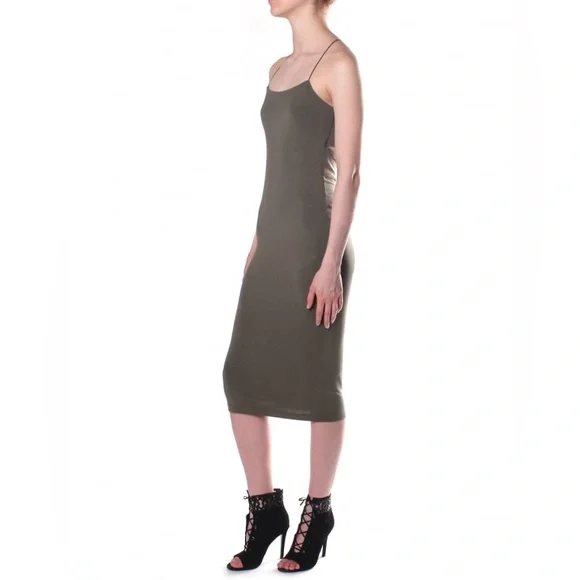 ALEXANDER WANG•T Modal Spandex Strappy Cami Tank Dress in Military (Olive) XS - Picture 5 of 10